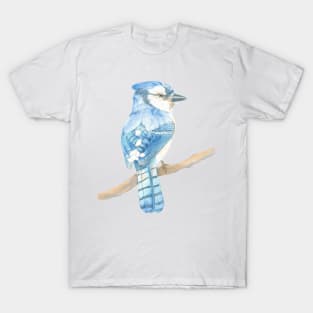 blue jay watercolor bird portrait T-Shirt